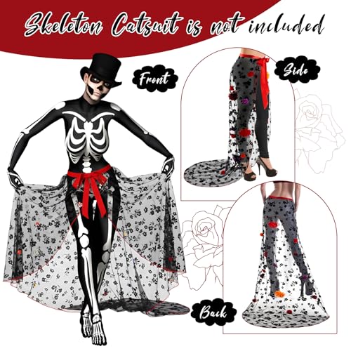 Women Halloween Day of Dead Costume Halloween Mexican Flower Skirt Gothic Dress for Halloween Costume Dress Party