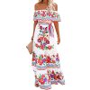 Mexican Dress for Women Off Shoulder Floral Print Maxi Dress Summer Party Casual Sundress Dresses