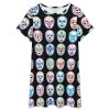 Lucha Libre Mexican Wrestling Masks Nightgowns for Women Sleepwear Short Sleeve Sleep Dress Nightshirt