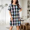 Lucha Libre Mexican Wrestling Masks Nightgowns for Women Sleepwear Short Sleeve Sleep Dress Nightshirt