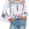 Women's Summer Boho Embroidery Mexican Bohemian Tops Shirt Tunic