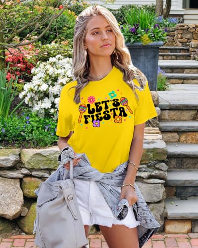 Cinco De Mayo Shirts Women Lets Fiesta T-Shirt Graphic Mexican Party Tee May 5th Casual Tops