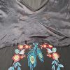 Short Sleeve Mexican Tee Shirts for Women Floral Embroidered Loose Tops Ethnic Style Boho T-Shirts