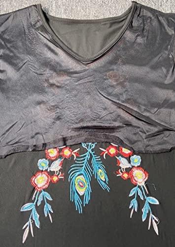 Short Sleeve Mexican Tee Shirts for Women Floral Embroidered Loose Tops Ethnic Style Boho T-Shirts