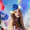 Halloween Headband Mexican Flower Crown Skull Hair Accessories Women Day of The Dead Rose Floral Headpiece Party Supplies
