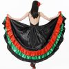 Adult Ruffles Black Red Green Maxi Long Dance Skirt Folklorico Skirt for Mexican Flamenco Halloween Costume