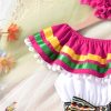 Toddler Girls Mexican Dress Little Girl Off Shoulder Bowknot Traditional Color Block Dresses