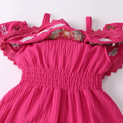 Mexican Dress for Baby Girls Traditional Cinco de Mayo Fiesta Dress Off-Shoulder Floral Embroidered Dress