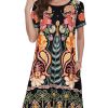 Summer Dresses for Women Casual Tshirt Short Sleeve Floral Sundress Beach Cover Ups with Pockets