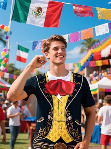 Men's Mariachi T-Shirts Graphic Short Sleeve Mexican Fiesta Costume