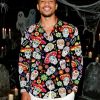 Men's Halloween Novelty Button Down Long Sleeve Shirt, S-4XL