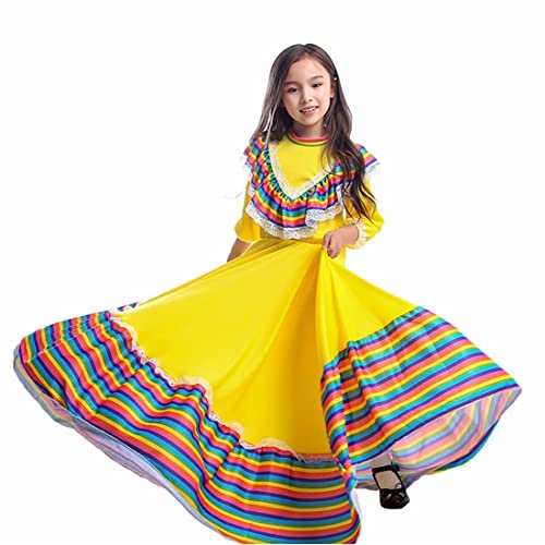 Mexican Traditional Dress Girls National Style Princess Dress Halloween Carnival Birthday Party Dress