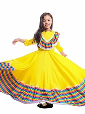 Mexican Traditional Dress Girls National Style Princess Dress Halloween Carnival Birthday Party Dress