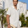Mens Cuban Guayabera Shirts Short Sleeve Button Down Shirts for Men Summer Beach Wedding