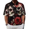 Mexican Day of The Dead Women Goth Workout T-Shirts for Men Collar Neck Summer T-Shirt Mid Sleeve Casual Tee Tops