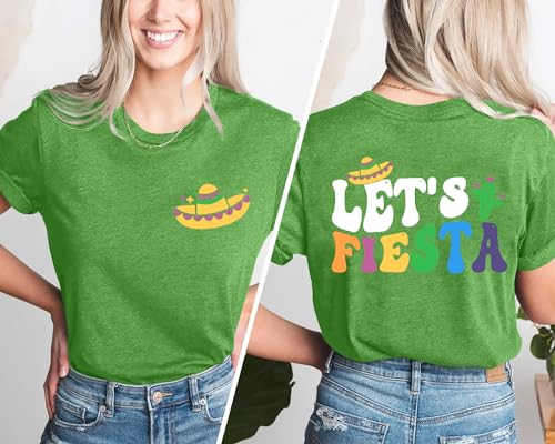 Cinco De Mayo T Shirt for Women: Let's Fiesta Shirts Funny Mexican Party Tee Sombrero 5 De Mayo Graphic Tops