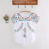 Women's Peasant Tops Mexican Blouse Flowers Embroidered Boho T Shirt