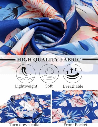 Mens Hawaiian Shirt Short Sleeve Button Down Shirts Tropical Summer Beach Shirts Casual Floral Aloha Shirts