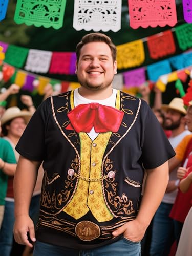 Men's Mariachi T-Shirts Graphic Short Sleeve Mexican Fiesta Costume
