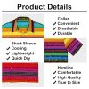Mexican Serape Colorful Stripes Mens Shirts Short Sleeve Button Down Beach Shirts with Pockets