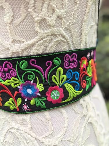 Traditional Embroidered Mexican Belt Tassel Waist Belt Adjustable Belt Day Of The Dead Ethnic Boho Party Belt E1