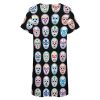 Lucha Libre Mexican Wrestling Masks Nightgowns for Women Sleepwear Short Sleeve Sleep Dress Nightshirt