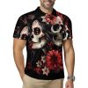 Mexican Day of The Dead Women Goth Men's Golf Polo Shirts Quick Dry Casual Sports Outdoor Tennis Shirt Jersey Tops