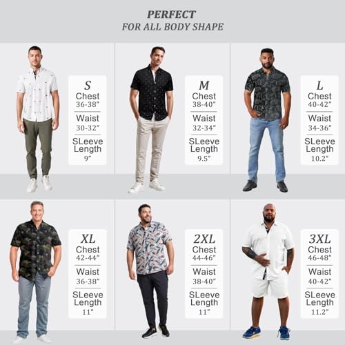 Men Classic Slim Fit Woven Short Sleeve Wrinkle Resistant Print Shirt