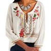 Mexican Tops for Women Embroidered Shirts Bohemian Hippie Clothes Tunic Fiesta Plus Size Boho Peasant Blouses