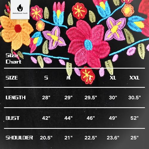 Women's Mexican Shirts Embroidered Oversized T Shirt Boho Floral Tee Vintage Flowers Graphic Tee Tops