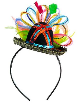 Skeleteen Womens Fiesta Sombrero Headband - Mexican Fancy Fascinator Girls Hair Accessories for Kids and adults