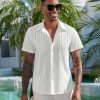 Mens Button Down Short Sleeve Shirts Summer Casual Cuban Guayabera Shirt Beach Wedding Vacation Tops