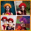 224 Pcs Day of The Dead Headpiece Mexican Flower Crown Headband Cosplay for Party Marigold DIY Set Halloween Headdress Mexican