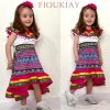 Toddler Girls Mexican Dress Little Girl Off Shoulder Bowknot Traditional Color Block Dresses