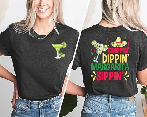 Let's Fiesta T Shirt Cinco De Mayo Shirts Women Chip Dippin Margarita Sippin T-Shirts Mexican Tees Mexico Vacation Top