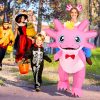 Inflatable Axolotl Costume for Kids Adult, Funny Halloween Ride on Axolotl Blow Up Costumes with Headband for Women