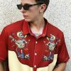 Men’s Hawaiian Shirt Short Sleeve Western Style Symmetrical Pattern Button Up Casual Holiday Beach Summer Shirt