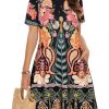 Summer Dresses for Women Casual Tshirt Short Sleeve Floral Sundress Beach Cover Ups with Pockets