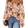 Women's Off Shoulder Top Ruffle Long Sleeve Chiffon Blouse Casual Loose Shirts