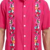 Men's Mexican Cuban Shirt Embroidered Traditional Button Down Shirt Summer Band Collar Short Sleeve Tops