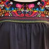 Womens Short Sleeve Mexican Shirts Pleated Front Floral Embroidered Tee Shirt Loose Peasant Tunic Tops