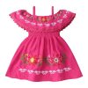 Mexican Dress for Baby Girls Traditional Cinco de Mayo Fiesta Dress Off-Shoulder Floral Embroidered Dress