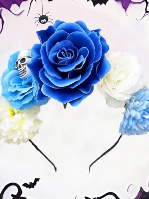 Halloween Headband Mexican Flower Crown Skull Hair Accessories Women Day of The Dead Rose Floral Headpiece Party Supplies