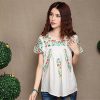 Women's Peasant Tops Mexican Blouse Flowers Embroidered Boho T Shirt