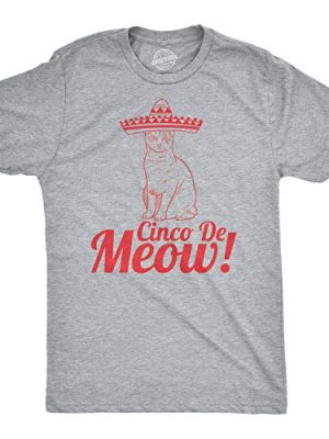 Mens Cinco De Meow Funny Sarcastic Cat Mexican Sombrero T Shirt
