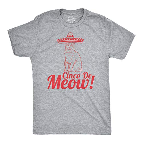 Mens Cinco De Meow Funny Sarcastic Cat Mexican Sombrero T Shirt
