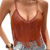 Womens Western Cowgirl Fringe Top - Country Concert Outfits Festival Tassel Hem Boho Rodeo Camisole Rave Tank Shirt