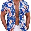 Mens Hawaiian Shirt Short Sleeve Button Down Shirts Tropical Summer Beach Shirts Casual Floral Aloha Shirts