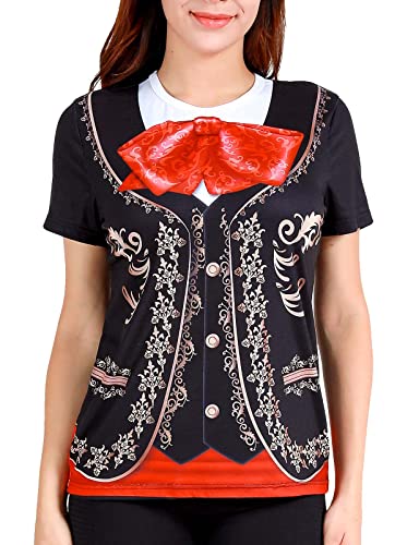 Women's Mariachi T-Shirts Graphic Short Sleeve Mexican Fiesta Costume