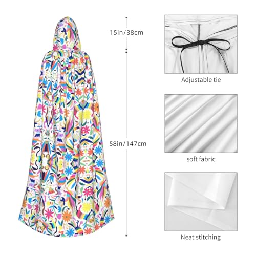 Mexican Otomi Animals Print Variety Hooded Cloak For Halloween Carnival Cosplay And Themed Parties Cloak